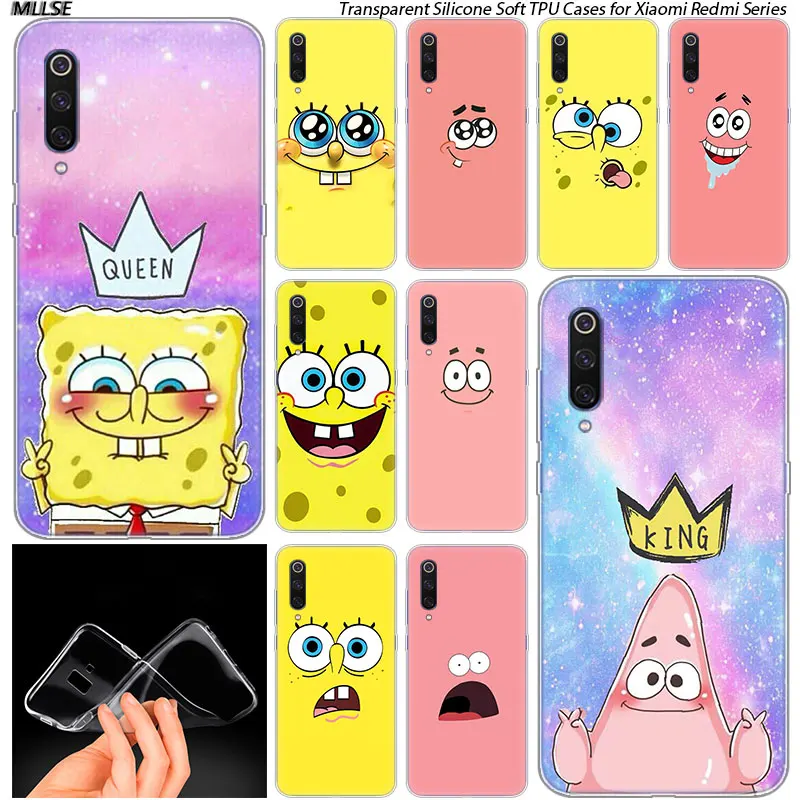

Hot Funny SpongeBob And Patrick Silicone Case for Xiaomi Pocophone F1 Mi 5X A1 6X A2 8 SE Lite Play Mix3 9 9SE 9T Pro CC9