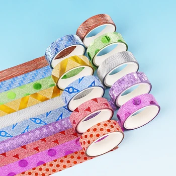 

10PCS Kawaii Glitter Washi Tape Decorative Scrapbooking Card Adhesive Tape Paper Sticker DIY Stationery Masking Tape Craft Gift