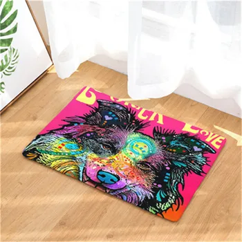 

CAMMITEVER Colorful Graffiti Oil-painting Dog Kitchen Mat Home Entrance/Hallway Doormat Anti-Slip Bathroom Carpet Absorb