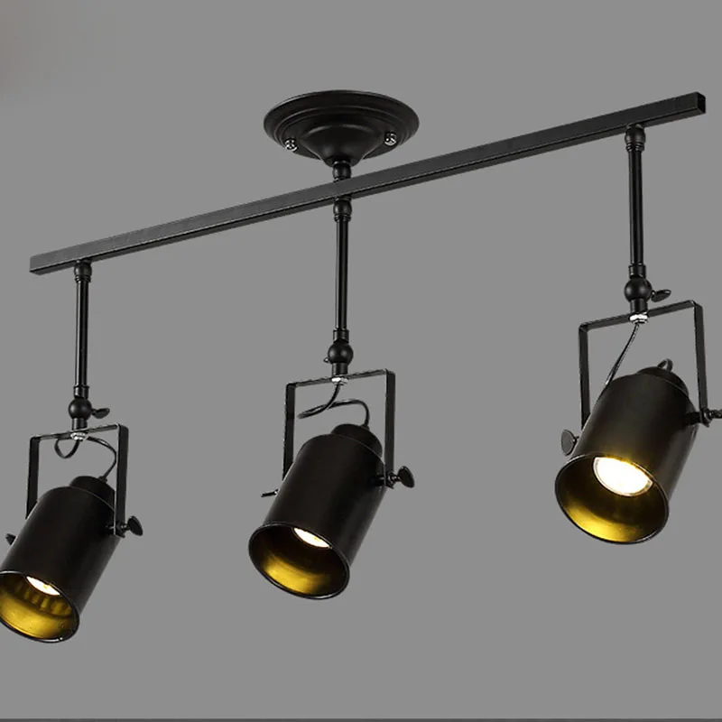 Светодиодный Потолочные светильники металл 1 2 3 головки E27 Limelight домашнего освещения для бар Кофе магазин Античная светильник