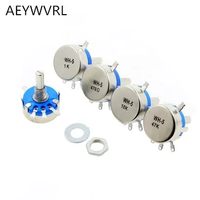 

2PCS WH5-1A 470R 1K 2K 1K5 10K 22K 47K 4K7 100K 220K 470K 1M ohm 3-Terminals Round Shaft Rotary Taper Carbon Potentiometer WH5