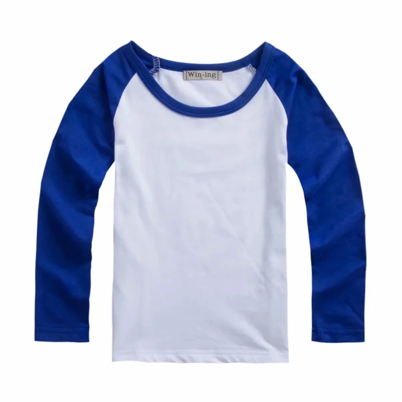 Одежда для мальчиков и девочек на заказ дизайнерские Детские футболки с индивидуальным дизайном детские топы с длинными рукавами в стиле унисекс с текстовым принтом - Цвет: Royal blue