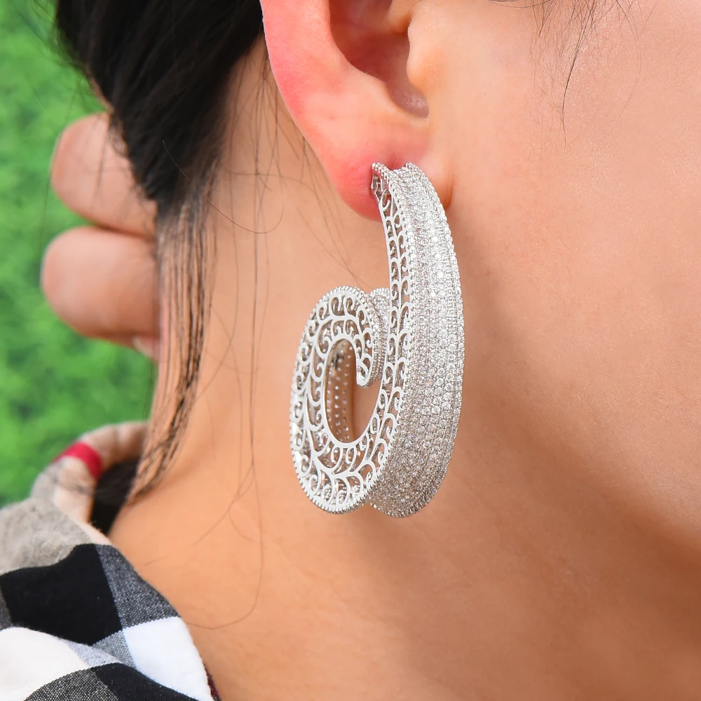 

missvikki Gorgeous Luxury Hoop Earrings For Women Prom Party Show stage performance Big Earrings Accessories Bijoux Gift Jewelry