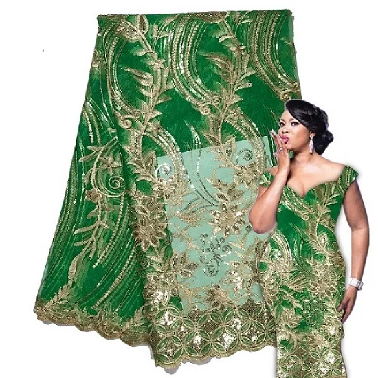 

african lace fabric nigerian lace fabric with sequins, african lace fabric 2019 high quality for wedding dress A2