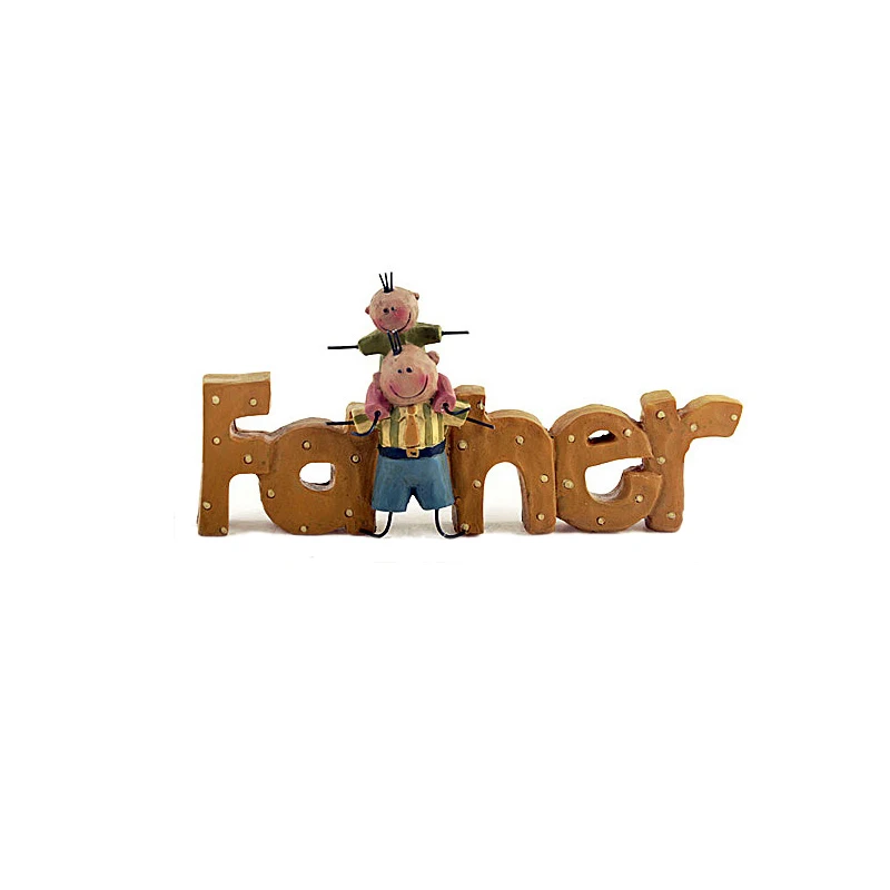 

Antique Home Decor Resin Decorative Letters Fathers Day Presents Dad and Baby Son Miniatures Fairy Garden Creative ornaments