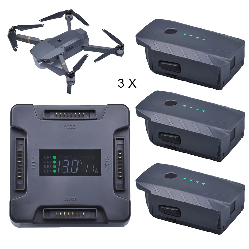 3X For DJI Mavic Pro Battery Intelligent Flight +LCD 4 in1 Battery Charging Hub for DJI Mavic Pro Quadcopter 4K HD Camera Drones 3X For DJI Mavic Pro Battery Intelligent Flight +LCD 4 in1 Battery Charging Hub for DJI Mavic Pro Quadcopter 4K HD Camera Drones