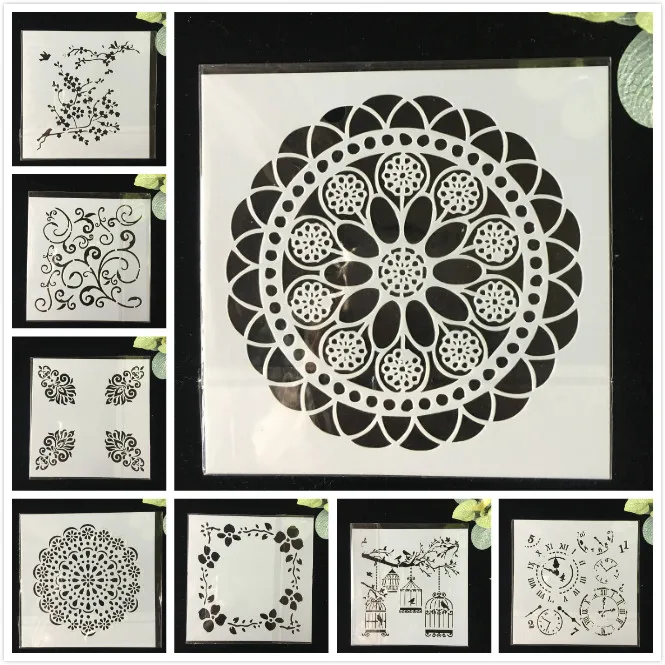 

Hot 8Pcs/Pack 13cm Wheel Clock DIY Layering Stencils Wall Painting Scrapbook Coloring Embossing Album Decorative Template