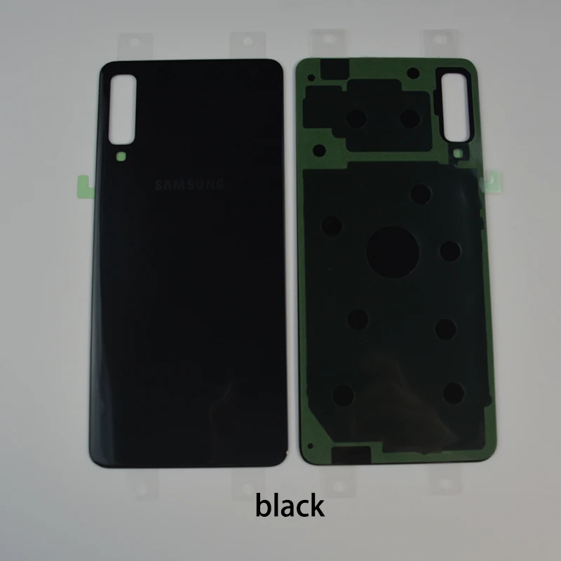 Samsung Galaxy A7 задняя крышка корпуса Задняя Дверь Замена 3D стекло батарея чехол часть для A750 A750F SM-A750 - Цвет: black