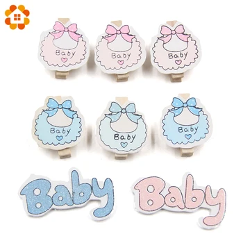 

20PCS Lovely Baby Shower Clips Wooden Clips Photo Clips Wood Stickers DIY Wood Crafts Kids Gift Birthday/Baby Shower Decorations