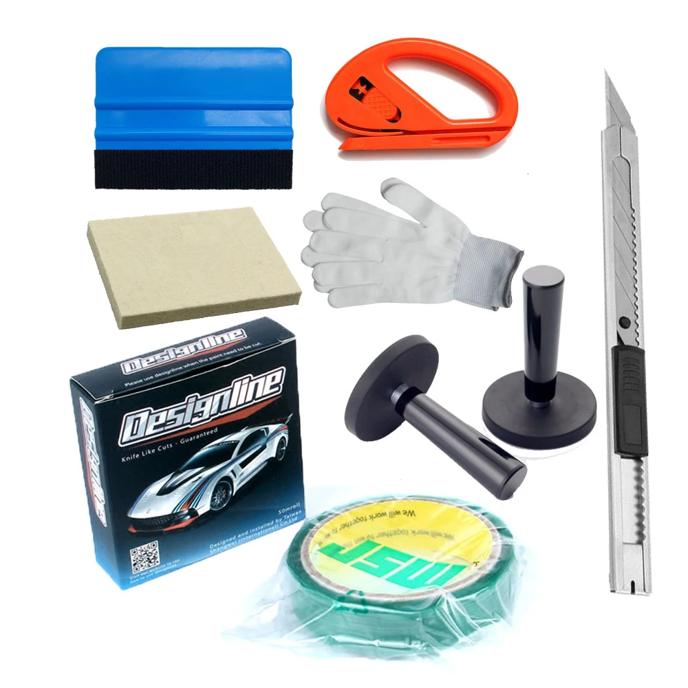 

Felt Squeegee Decals Sticker Vinyl Film Installation Car Wrap Applicator Tool Package + Knifeless design line tape 50m/Roll