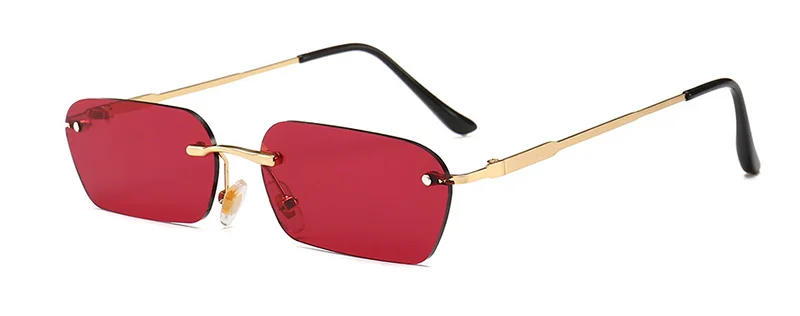 SHAUNA Модные солнцезащитные очки без оправы трендовые прозрачные красные синие желтые Мужские квадратные оттенки - Цвет линз: Red