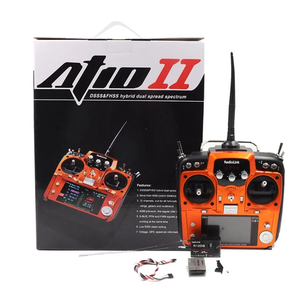 

RC Toys Part Remote Controller Radio-Link AT10II 2.4Ghz 12CH RC Remote Control &R12DS Receiver PRM01 For Drone Multiple Function