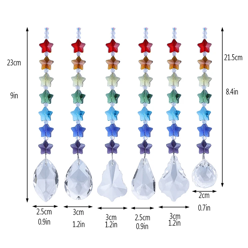 H& D хрустальные люстры призмы Suncatchers радужные оконные шторы чакра Подсолнухи с пятизвездочными бусинами домашний декор, набор из 6