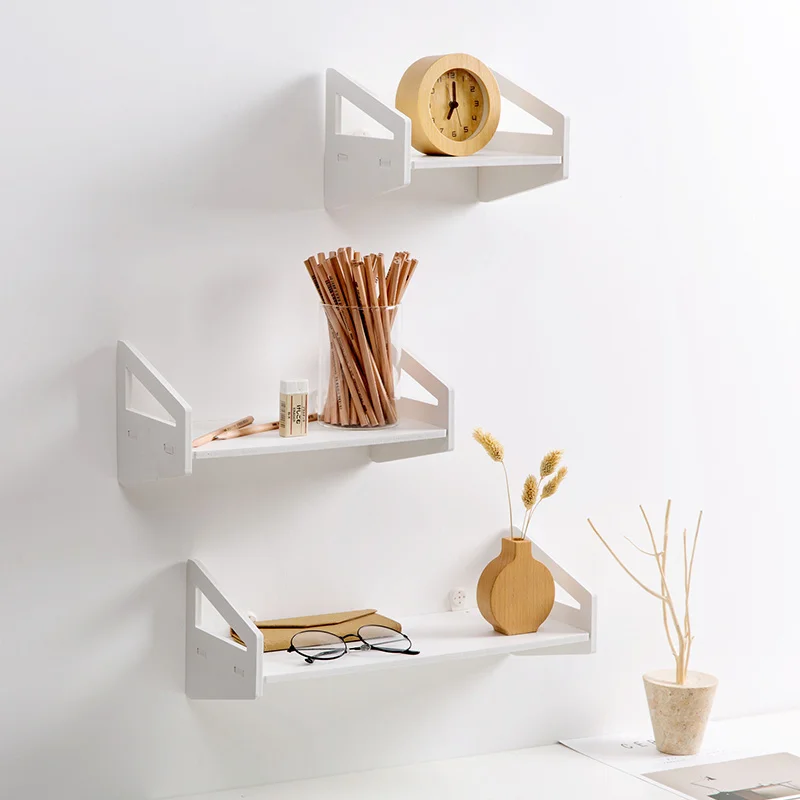 

Living Room Wooden Wall Shelf Bathroom Cosmetics Rack Dormitory Bed Hydroponic Flower Pot Wall Hanging Storage Rack