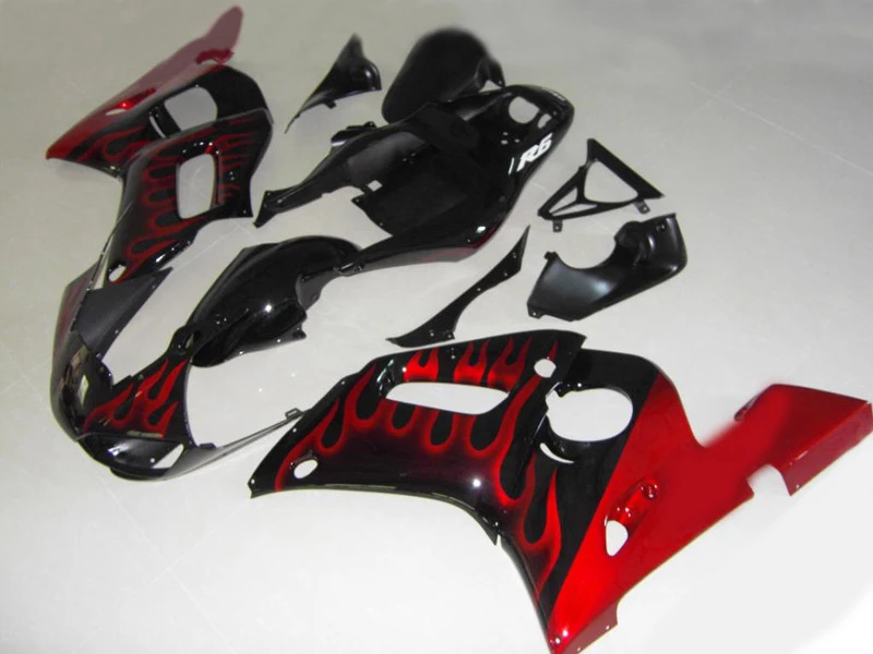 

Motorcycle Fairing kit for YAMAHA YZFR6 98 99 00 01 02 YZF R6 YZF600 1998 2000 2002 ABS Red flames black Fairings+7gifts YD10