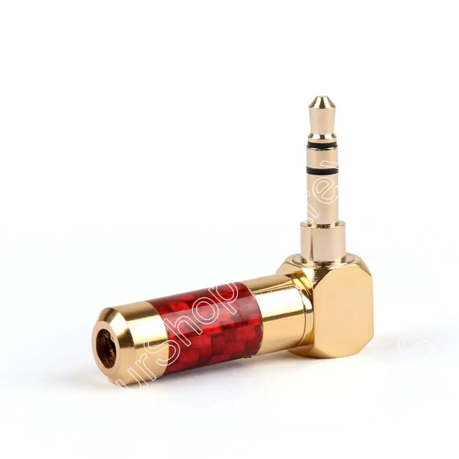 

Areyourshop 1x Gold-Plated 3.5mm Stereo Right Angle Earphone Mini Plug Carbon Fiber Red