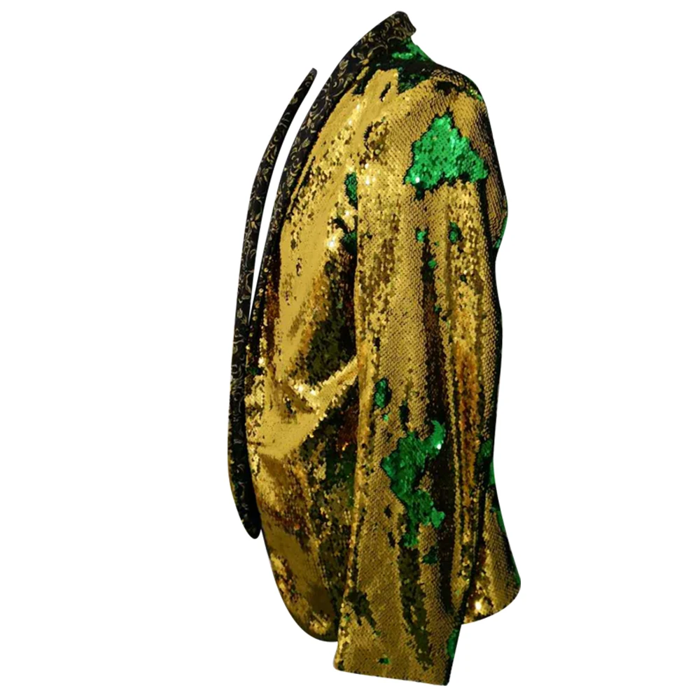 HCF Air для мужчин 1 шт. без кнопки Мода Регулярные блестящие золотые зеленые блестки плоский узор воротник куртки