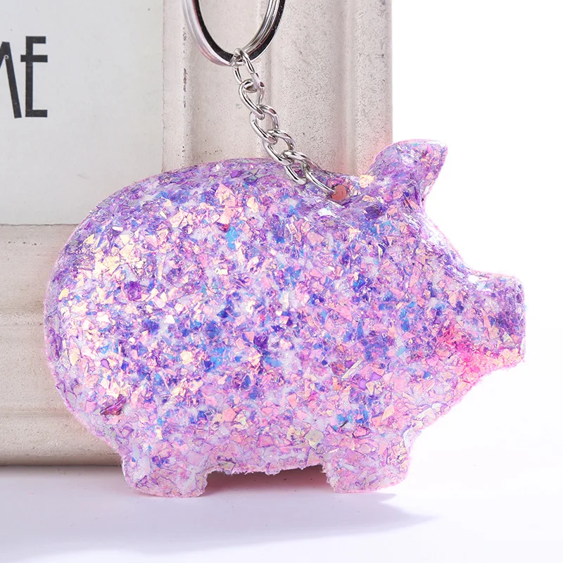 

Trendy Cute Pig Key Ring Pompom Sequins Keychain Gifts Owl Key Chain For Women Bag Car Accessories Jewelry Dropshipping