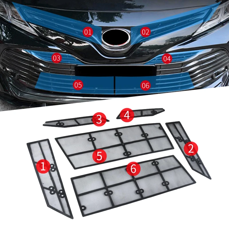 

For Toyota Camry 8th XV70 2018 Front Grille Insect Net Steel Wire + Plastic Material Science Accessories Car Styling
