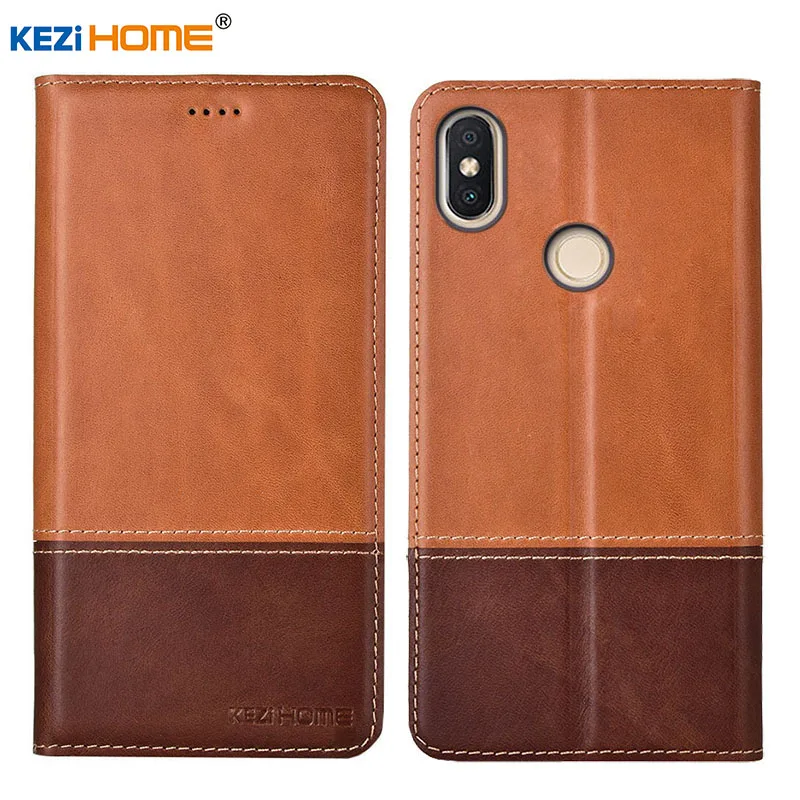 

Case for Xiaomi Redmi Note 5 KEZiHOME Double Colors Genuine Leather Flip wallet Cover for Redmi Note 5 Pro 5.99'' Phone cases