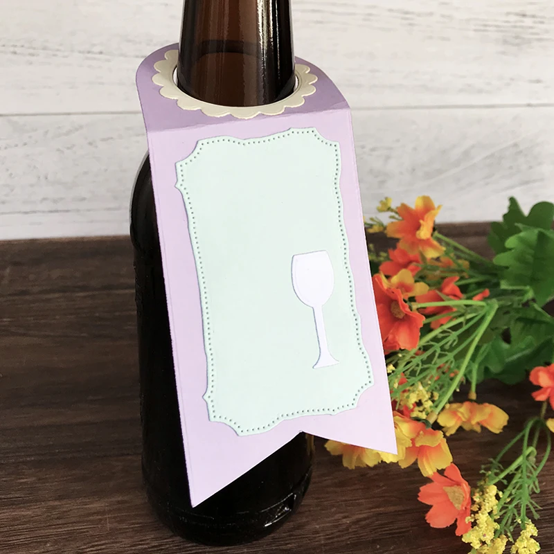

Wine Bottle Hanging Card Metal Cutting Dies for Scrapbooking DIY Album Embossing Folder Paper Card Template Decor Stencils Craft