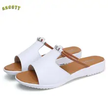 The Slope With Leather Sandals And Slippers In Summer 2017 Fashion All-match Women Wear Shoes Sandals Slippers Two In Rome