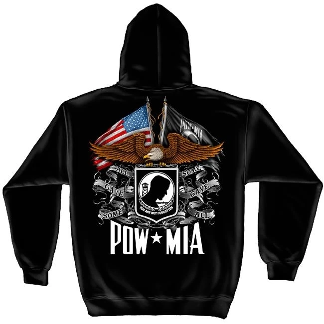 Erazor Bits MM2149SWM Pow Mia Tribute Double Flag Pow Mia Hooded Sweat Shirt - Medium