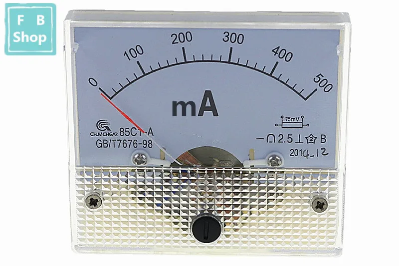 1 шт. 85C1-mA 500mA DC стрелочный Амперметр 85C1 серии аналоговая AMP метр 64*56 мм Размер