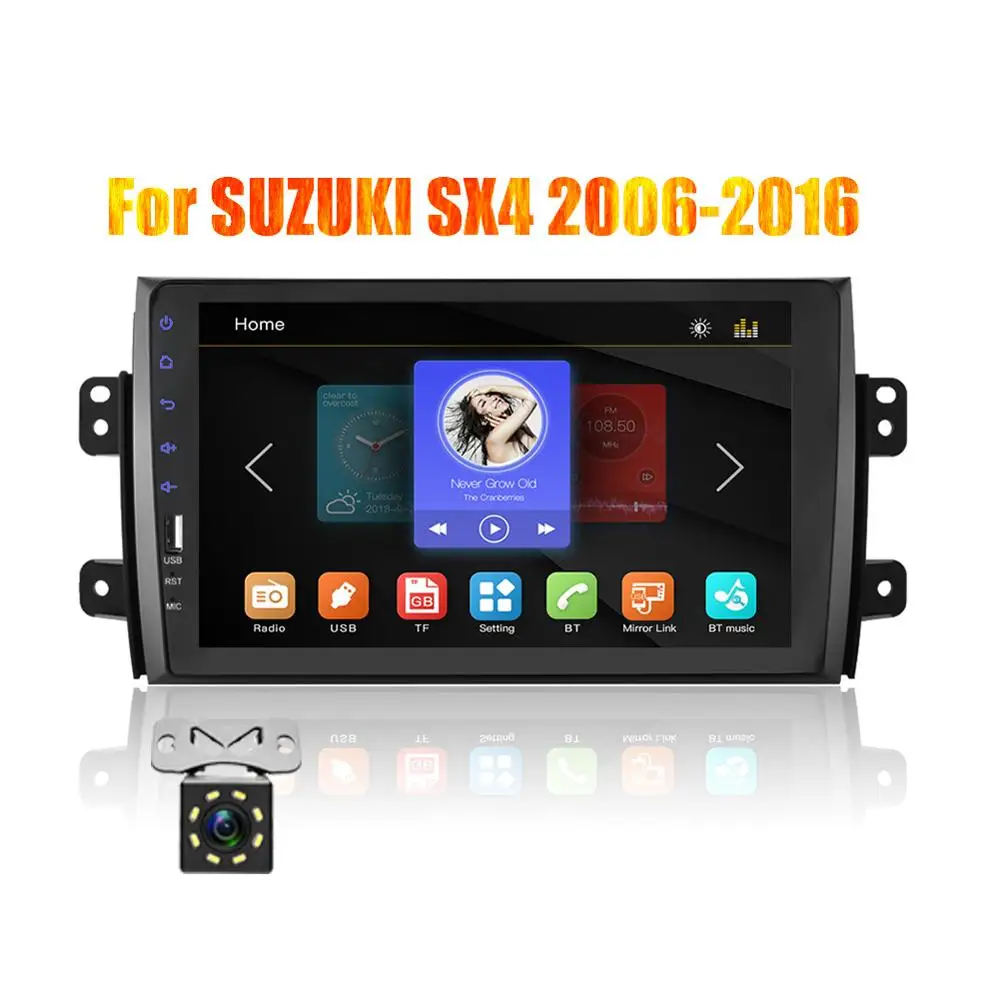 2din 9 дюймов Автомагнитола Mirrorlink Android Bluetooth Автомобильный мультимедийный MP5 плеер для SUZUKI SX4 2007 2008 2009 2010 2011 2013 - Цвет: with 8 led camera