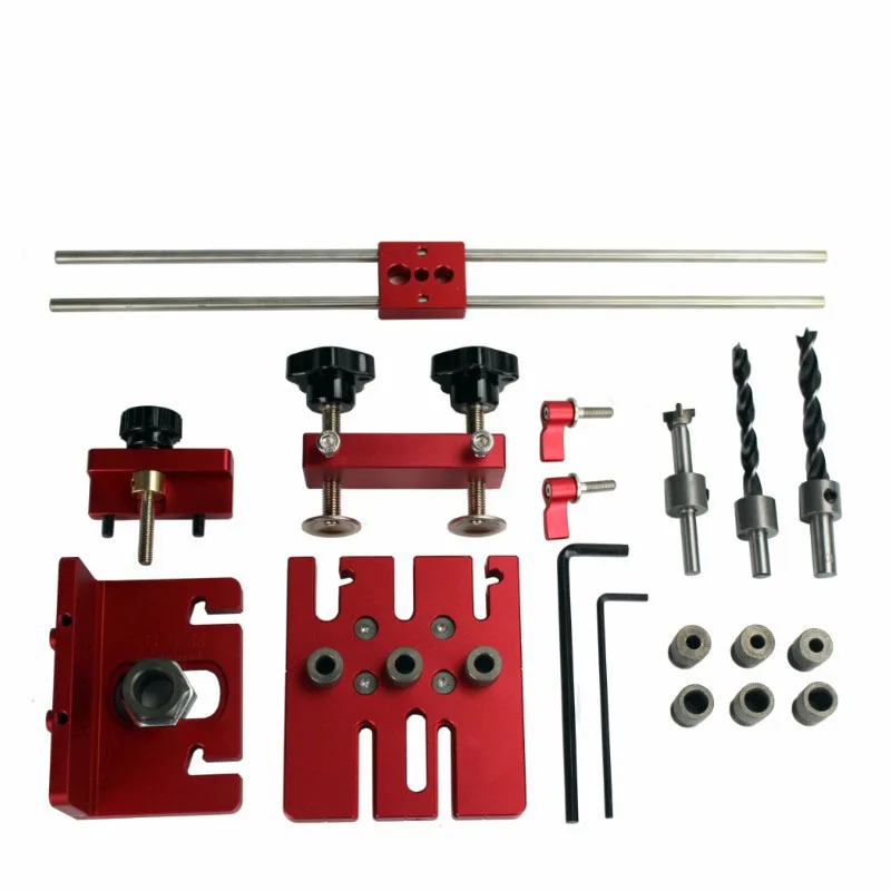  6/8/10/15mm Woodworking Self Centering Dowelling Jig 3 in 1 Drill Guide Locator Kit for Furniture F