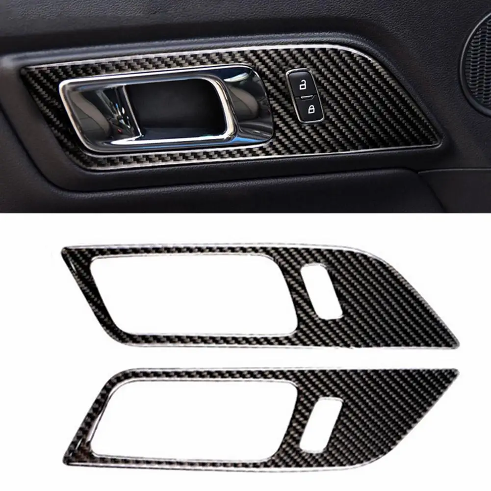

1 Pair Carbon Fiber Car Door Handle Frame Trim Sticker for Ford Mustang 15-17