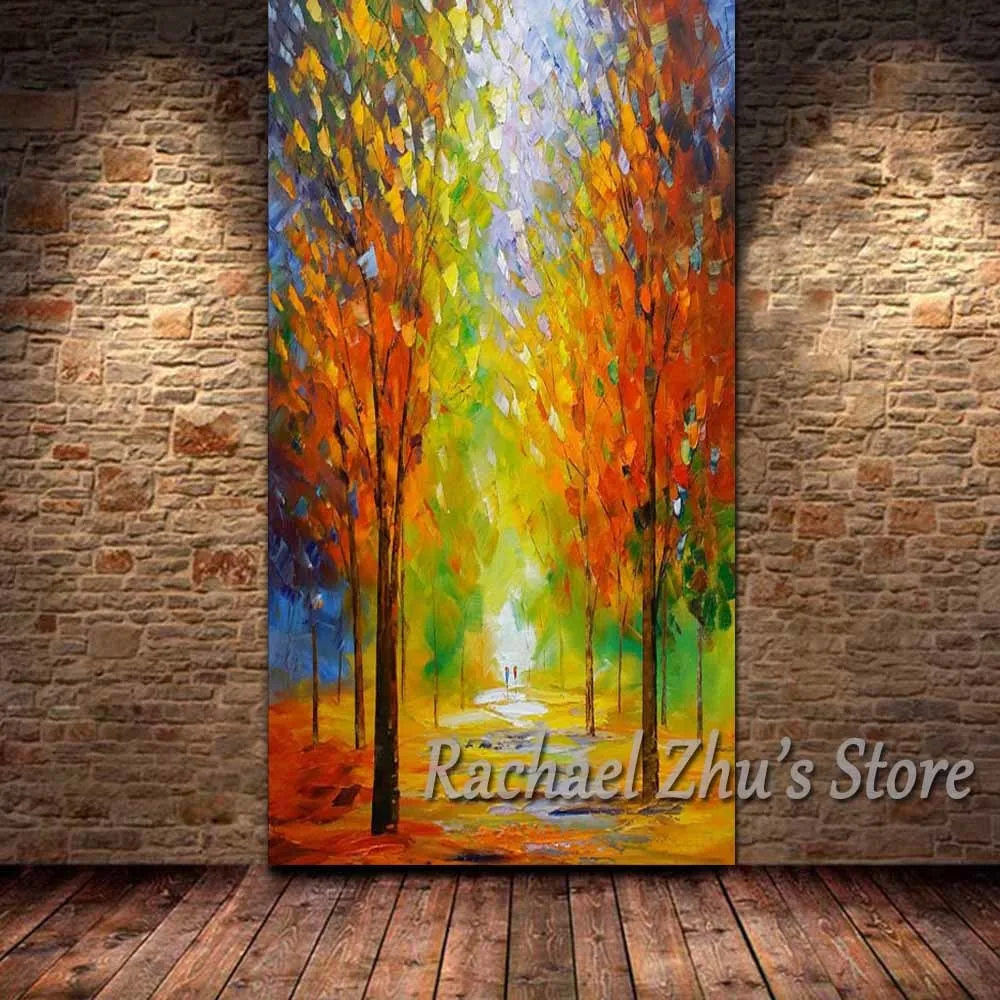 

Hand Painted Palette Knife Abstract Colorful Forest Landscape Oil Painting On Canvas Wall Pictures Living Room Home Wall Decor