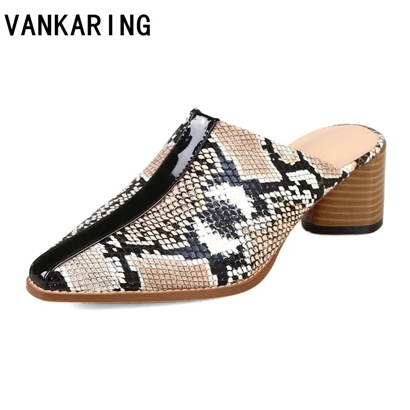 

spring summer shoes women sandals leather slipper high heel pumps printed snake skin brand dress pumps footwear sexy slippers
