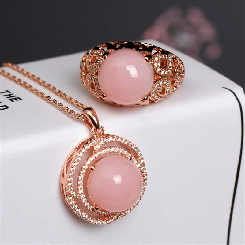 6.8CT Opal Round Jewelry 925 Silver Christmas Gifts Pink Opal Necklaces