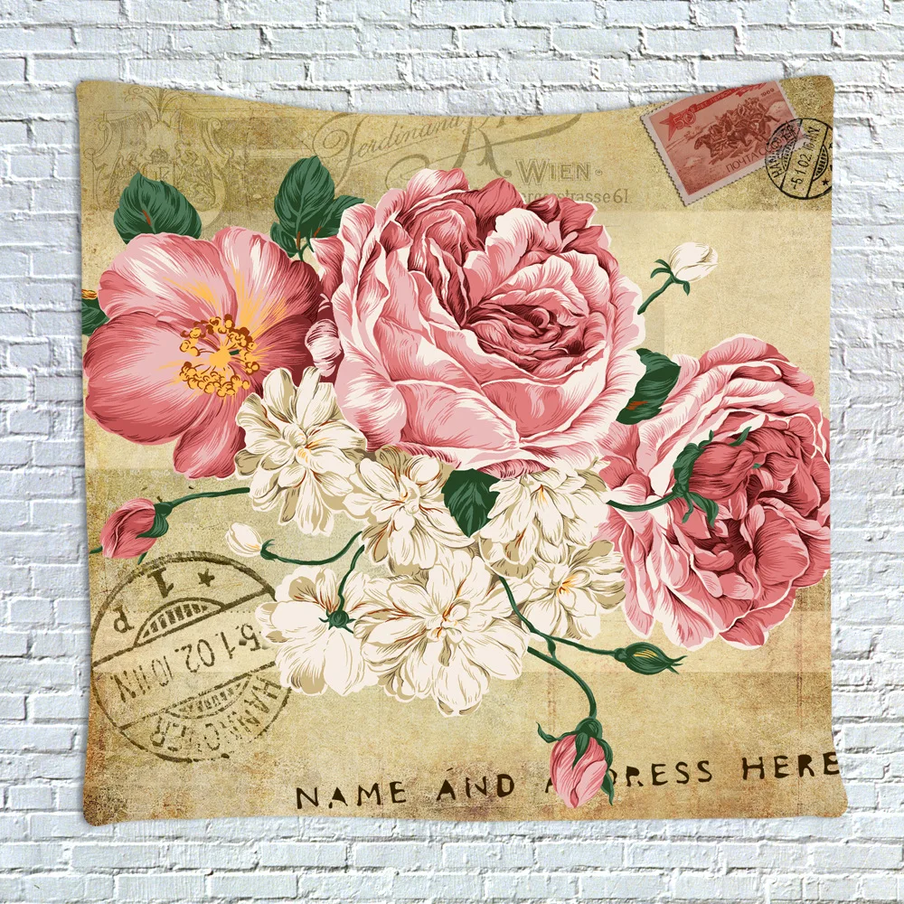 

wholesale high quality tapestry Colorful flowers lotus peony Wall hanging Mural Beach towel decoration polyester Beach blanket