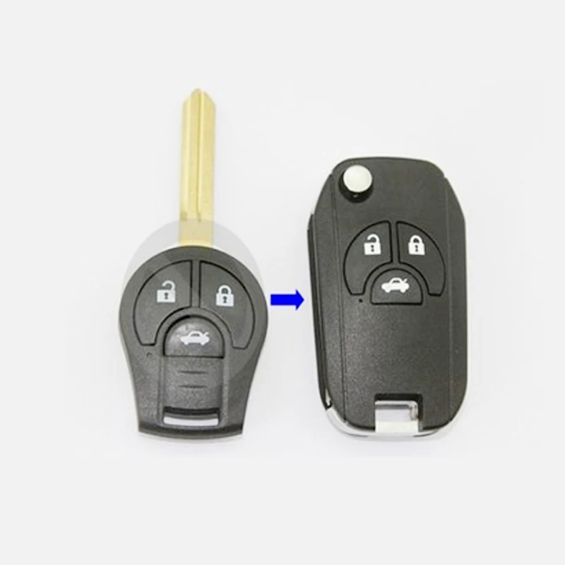 

Flip Folding Remote Key Shell Case For Nissan Maxima Sentra Versa 3 Buttons