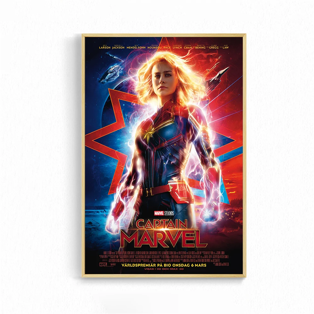 

Movie Poster Captain Marvel Cat Space Superhero Poster And Prints Wall Art Canvas Painting For Living Room Home Decoration