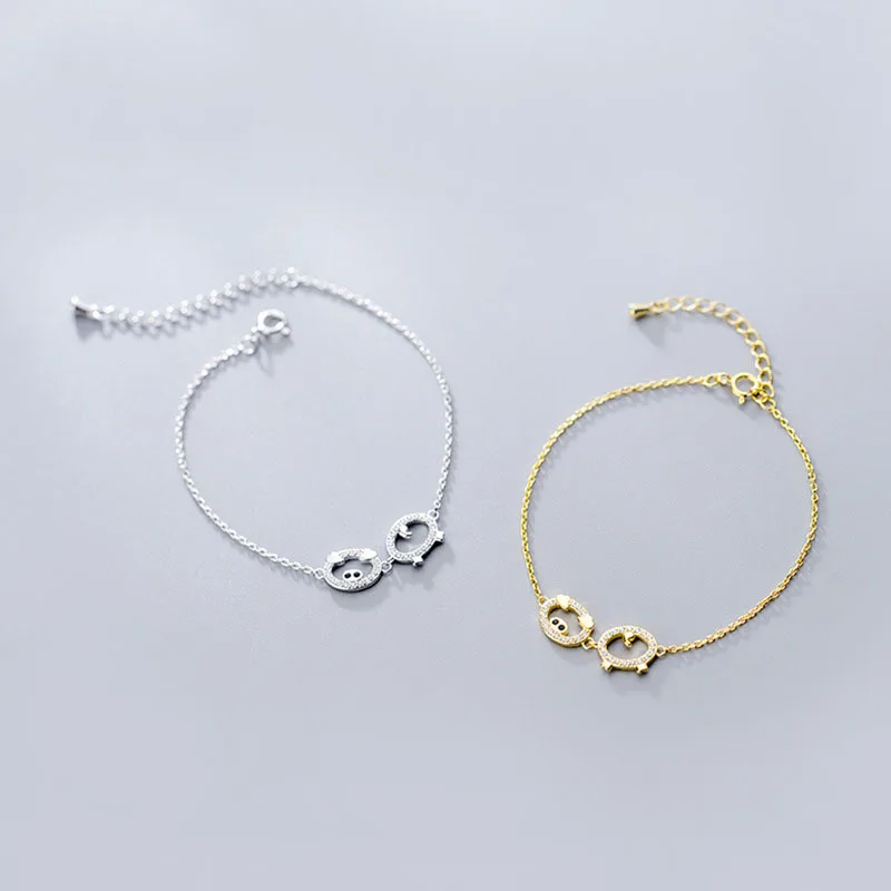 

Cute CZ Pig Butt 925 Sterling Silver Bracelet