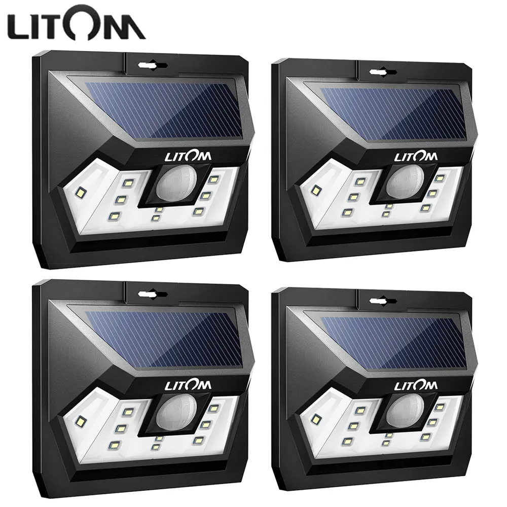 

Litom Mini 10 LED Solar Lamp Lighting Motion Sensor Outdoor Wall Waterproof Night Lampion Garden Path Patio Wide Range Light