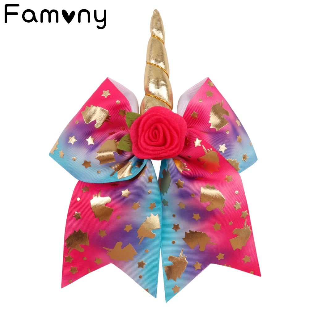 

Hair Accessories Hair Bows with Clips for Girls Cheer Bows with Floral Hair Bows Unicorn Party Kids Fashion Handmade Headwear