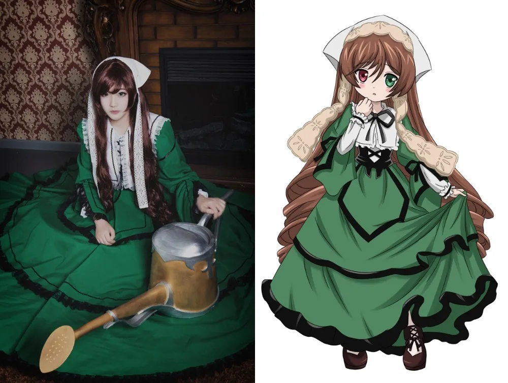 3878 15 De Réductionanime Rozen Jeune Fille Jade Poupe Cosplay Vert Déguisement Perruque Pannier Lolita Robe Halloween Costumes Pour Femmes