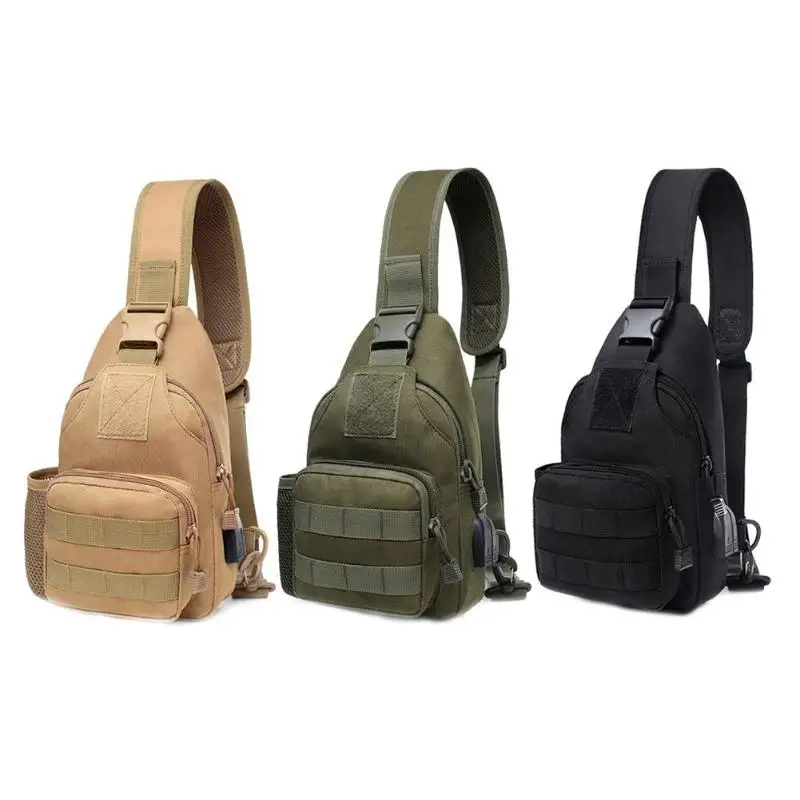 

900D Shoulder Chest Bag with USB Charging Port for Outdoor Sports Tourist Men Chest Pack Sling Leather Travel Crossbody