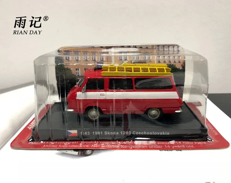 AMER 1/43 масштабная модель автомобиля, игрушки, чешский 1981 SKODA 1203, чешский пожарный двигатель, литой металлический игрушечный автомобиль, подарок/Коллекция