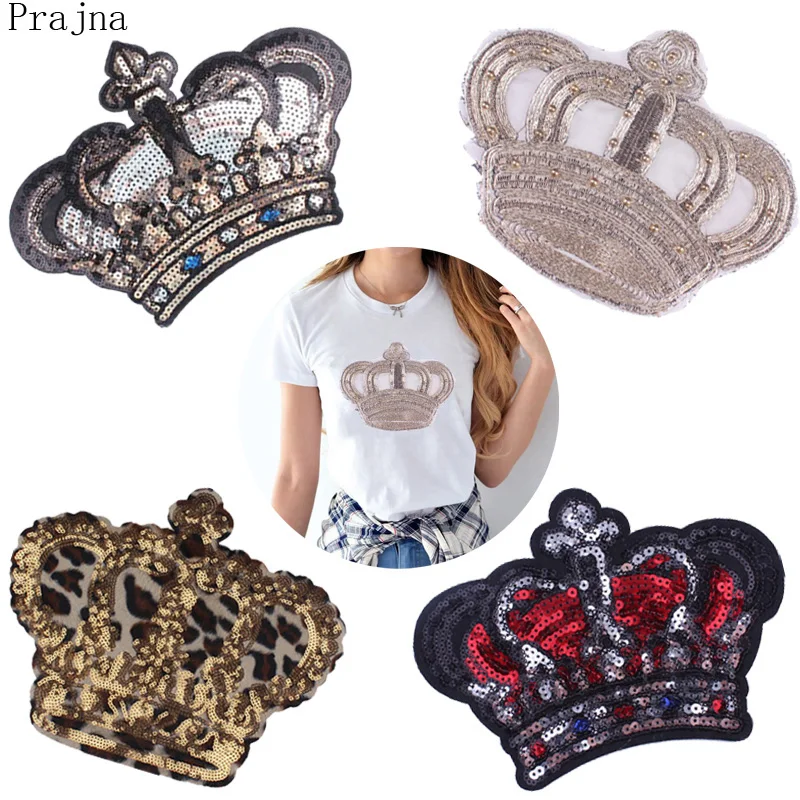 

Prajna Rock Crown Patch Sequin Sewing Embroidered Hippie Badges Patches For Clothes Backpacks Jacket Fabric Bag Patch Fashion