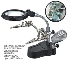 Zinc Alloy Black Clamp Desk Lamp Lens Auxiliary Clip Soldering Iron Tool Durable Welding Magnifier Repair Magnifying Hand Light