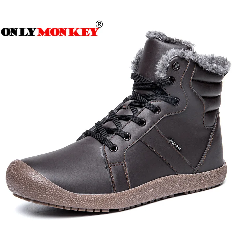 ONLYMONKEY Large Size 36 48 Men Hiking Shoes Winter Plush
