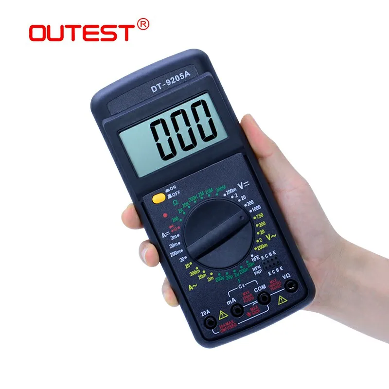 OUTEST DT 9205A Цифровой мультиметр Multimetro мультитестерный Амперметр AC DC ЖК дисплей