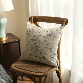 

FLC Letters Pattern Cotton Linen Cushion Cover Decorative Pillowcase Home Decor Sofa Throw Pillow Cover 45x45cm 10