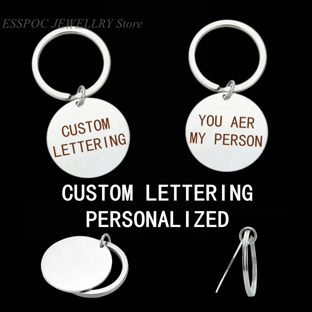 

Personalized Letters Engraved Keychain Custom Name Key Chain Metal Lettering Pendant Fashion Jewelry Unisex Best Birthday Gifts