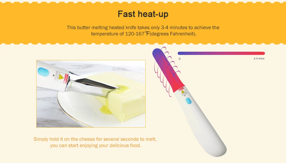 Перезаряжаемый нагреваемый нож для масла и сыра, нагревательный нож, удобный инструмент для подогрева пищи, Автоматический нагрев для дома, отеля, кухни